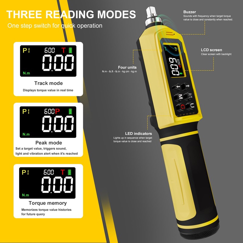 ATsafepro Digital Torque Screwdriver Set, 0.8-53.1 in-lbs/0.09-6 Nm, 45 PCS