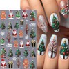 4Pcs Christmas Nail Stickers 5D Embossed Christmas Lights Xmas Tree