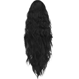Rnamgih Grab Clip Ponytail, High Temperature Silk Wigs Water Ripple Long Curly Ponytail Wigs for Ladies 30 Inch Wigs Ponytail Can Be Permed (Black)