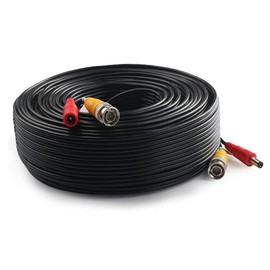 Auroh 5M - 40M BNC Video Power Cable 2-in-1 Pre-made Black Security Camera CCTV Cable for HD Surveillance Camera and DVR System Installation (15 Meter)
