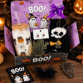 ONEHAUS Boo Basket Stuffers for Women 15 Pcs Halloween Spooky Gifts, Purple