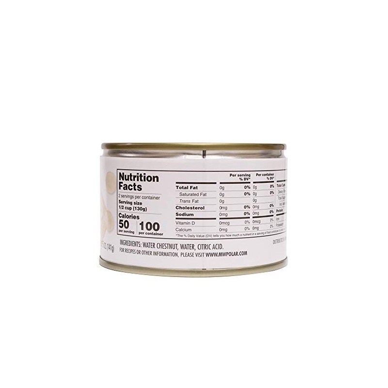 MW Polar Canned Vegetables Water Chestnuts, Sliced, 8 Ounce, (Pack