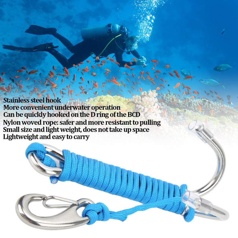 Diving Hooks Stainless Steel Double Reef Hook with Spiral Coil