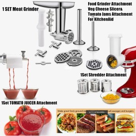 Unbranded 3 Sets Meat Grinder & Prep Slicer & Jams Juicer Attachment For KitchenAid Mixer