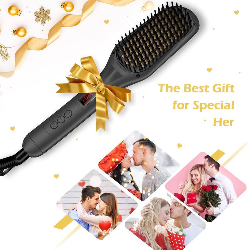 Hair Straightener Brush, Ionic Hair Straightener Comb for Home Salon,