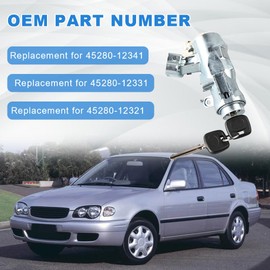 WMPHE Ignition Switch Steering Lock Cylinder with 2 Keys Bracket Replacement for 45020-38-1 45020-12-11 450201211 Compatible with Toyota Corolla 1998-2002 Rav4 1998-2000 Ignition Lock Cylinder