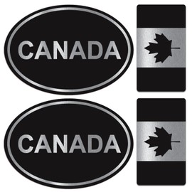 Biomar Labs Silver Canada Canadian Flag Maple Leaf Stickers for Bumper Window Car Motorcycle Laptop Helmet Van Bike 4pcs. D 4 Z*
