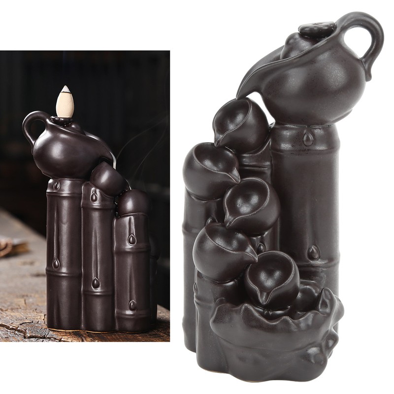 Waterfall Incense Burner Teapot Design Serene Ambience Relieve Anxiety Aid