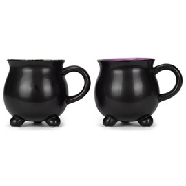 Transpac Dolomite Cauldron Mug, Set of 2, Assortment, Black (R0038)