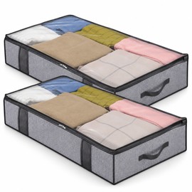 2 Pack Under Bed Storage Bag Organizers for Bedroom & Closet – Space-Saving Non-Woven Fabric with Dual Zippers for Home Organization