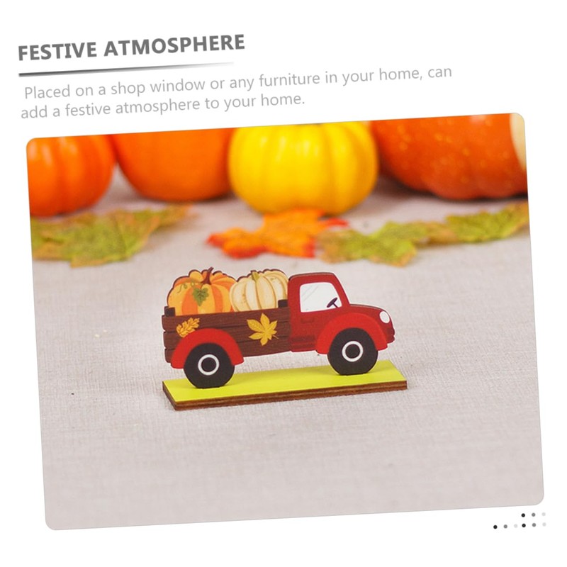 CAXUSD 2pcs Wooden Truck Gnome Pumpkin Sign for Autumn Home