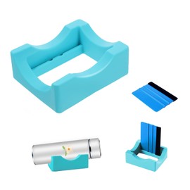 HealthSTEC Crafting Cup Cradle with Silicone Material and Felt Edge Squeegee Ideal for Applying Vinyl Decals on Tumblers Anti-Skid Design(Cyan)