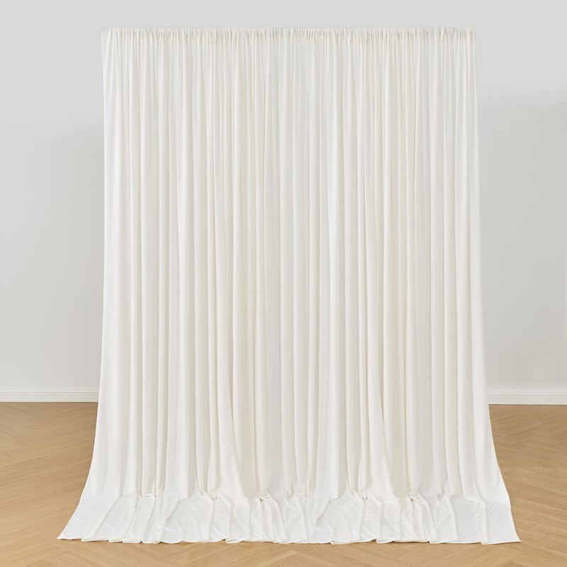20ft x 10ft Ivory Backdrop Curtains for Parties Weddings, Wrinkle