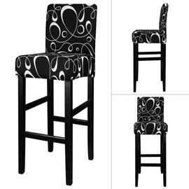 Lellen Jacquard Bar Chair Stool Cover - 4 Pack Stretch Chair Slipcover Pattern for Short Swivel Dining Chair-Counter Height Side Chairs(369K)