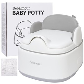 Bebamour Potty Training Toilet 3 in 1 Multi-Functional Detachable Baby Potty with 100 Pack Trash Bags for Toddler Kids Chair jool products - Color: Khaki