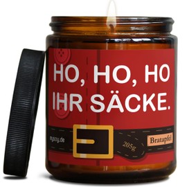 Originelle Weihnachts Duftkerze mit Spruch zu Weihnachten | Handgemacht in Berlin | In Geschenkbox | Witzige & Freche Weihnachts Geschenk Kerze Familie Lehrer Idee Tischdeko |Apfel-Zimt