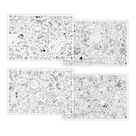 Creative Pack 4 x Colouring Paper Tablecloths, Small Painting Blanket - Mix Pack 3, Various Designs, Colouring for Children, Children's Corner Wedding, Children's Activity Children's Birthday, Mal Me