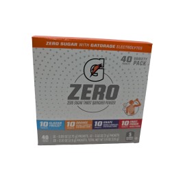 Gatorade G Zero Powder Variety Pack (40 Ct.)  Orange Grape Fruit Punch Glacier