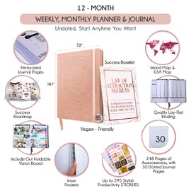 Law of Attraction Planner - Deluxe Weekly, Monthly Planner, Journey to Increase Productivity & Happiness - Life Organizer, Gratitude Journal, Agenda, To Do List, Business Planner, Notes, Appointment Book, Undated Planner Start Anytime