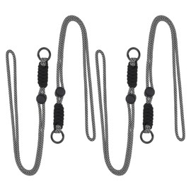 PATIKIL 4 Pcs Paracord Lanyard Necklace, Paracord Lanyard with Split Ring & Clip, Color Matching String for Outdoor Activities, Bag Pendant, Keys, Black & White