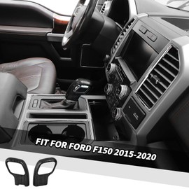 Jimen Fit for Ford F150 2015-2020, Gear Shift Knob Cover Interior Trim Accessories (Black Wood Grain)