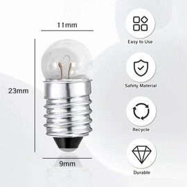 YAFIYGI 50Pcs E10 Bulb Miniature Light Bulbs 0.3A 6V Flashlight Replacement Tiny Mini Bulbs for Circuit Experiments Small Science Projects Insta Lightbulb Mini Replacement Bulbs