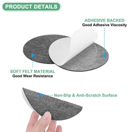 M METERXITY 10-Pack Lamp Base Felt, 4.5 Inch Dia. 2mm Thick Self Adhesive Round Fabric Felt Pads for Lamp/Furniture/DIY, Non-Slip Fiber Backed Patch Circles with Adhesive Backing [Grey]