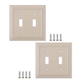 Pack of 2 Wall Plate Outlet Switch Covers by SleekLighting | Classic Ivory Architecture Wall plates| Variety of Styles: Rocker/Receptacle/Toggle / & Combo | Size: (2 Toggle)