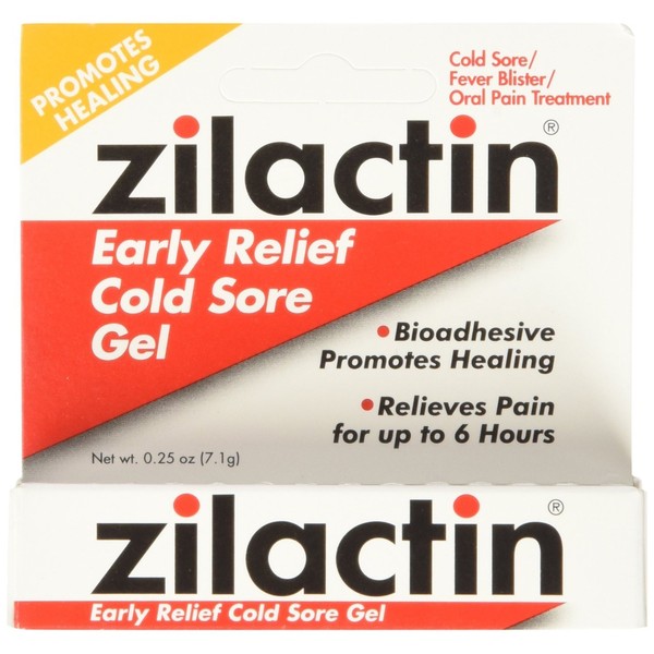 Zilactin Cold Sore Gel, Medicated Gel, 2 Count