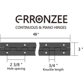 Piano Hinge 48 Inch x 3 Inch Heavy Duty Stainless Steel Piano Hinge Continuous Hinge for Cabinet, Door, DIY Wood Boxes, 0.047" Leaf Thickness, Screw Included