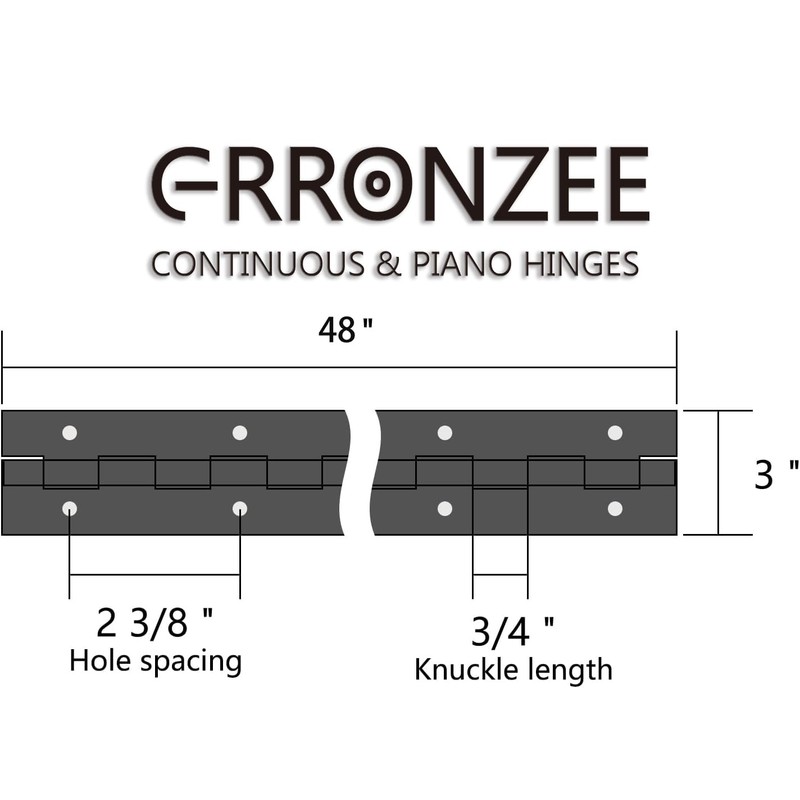 Piano Hinge 48 Inch x 3 Inch Heavy Duty Stainless