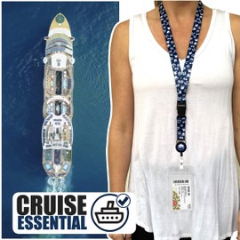 Cruise On Cruise Lanyard for Ship Cards - 2 Pack with ID Holder, Key Card Lanyard for Ship Cards - Retractable Badge & Waterproof Key Card Holder - Cruise Essentials 2025 & 2026 (White & Blue)