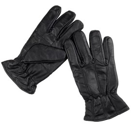 Men's Black Sheepskin Leather Gloves With Fleece Lining & Elasticated Cuff M/L