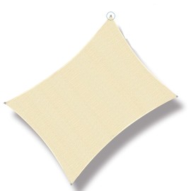 Coarbor 24'x24' Square Sun Shade Sail Wire Rope Hemmed All Edges Super Heavy Duty Strong Double Stitched Seam Perfect for Patio Deck Yard Garden -Customized Beige