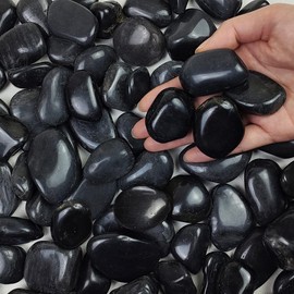 FANTIAN 5 lbs Natural Polished Black River Rocks, 1-2 inch Decorative Pebbles for Indoor Plants. Black Stones for Planters, Vase, Garden Landscape Rocks and Outdoor Decorative Stones