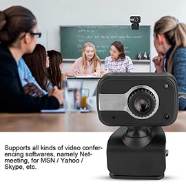 Webcam USB, c¨¢Mara USB en Directo con MICR¨®Fono Integrado, rotaci¨®n de 360¡ã y Ajuste Vertical de 30¡ã, Soporte de Escritorio y Abrazadera de Panta
