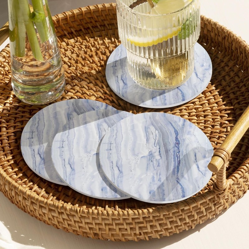 TIED RIBBONS Coasters for Drinks Set of 6 | Marble