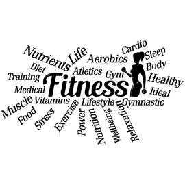 ANFRJJI Fitness Wall Decal – 18"x33" Motivational PVC Sticker with Words Like Training, Food, Power, Sleep & Health – Removable Gym Wall Decor for Home, Sport Room, or Workout Studio (JWH238-Fitness)
