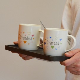 YöL New Grandparents Mugs Set Grandma Grandad Newborn New Bone China 12oz Celebration Home Kitchen Keepsake