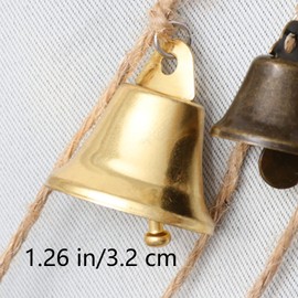 MrMrKura Vintage Jingle Bells Hanging String, 9 Polished Brass Bells Decorative Hanging Bells Wind Chimes Bell Decoration Gifts for Home Garden Decor Crafts (53 inches Long)
