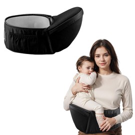 Schwarz Baby Hüftsitzträger mit Taschen, Ergonomische Hüftsitz Babytrage, Hipseat Baby Carrier Babytrage, Einstellbar Taillenhocker für Kleinkinder Neugeborene im Alter von 0-36 Monaten