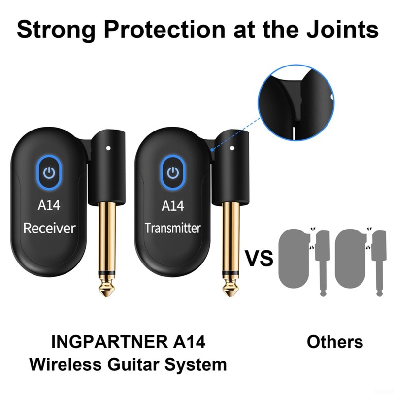Guitar System 2.4 GHz, Rechargeable Audio Transmitter and Receiver, 90°