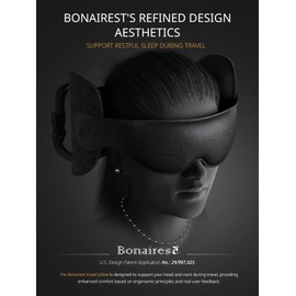 Bonairest Travel Pillow, Airplane Neck Pillow for Long Flight, Oversized Head Strap with 3D Eye Mask for Sleep, 360°Support Headrest, Stop Bobblehead, Ultimate Travel Essentials for Men Women Black