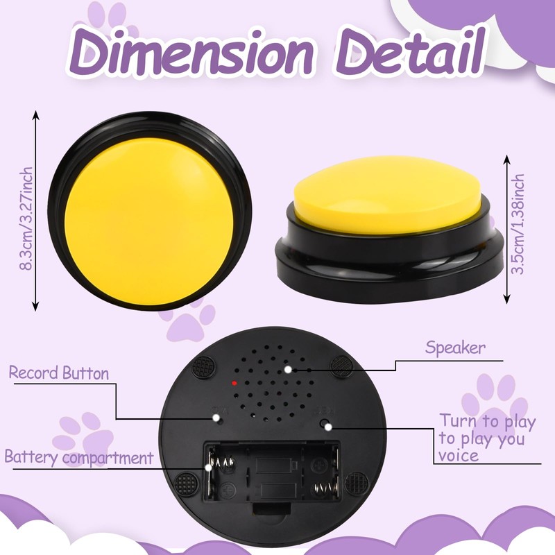 Pack of 5 Pet Communication Buttons, Dog Answer Buzzer Summer,