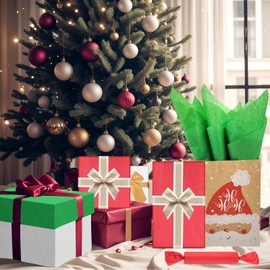 AORZIT Red Green White Tissue Paper Assortment 80 Sheets Christmas Wrapping Tissue Paper Bulk 14x20 Inch Tissue Paper for Gift Bag Wrapping DIY Crafts Filler Christmas Birthday Party Decor