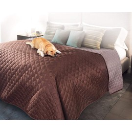 Pet Parade Bed Protector-Waterproof, Reversible, Washable Protection-for Cats, Dogs-Blanket- Brown/Beige