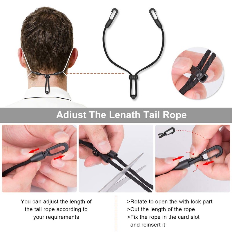 HX AURIZE Extra Long Mask Strap Extenders Adjustable Black 4