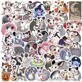 Possum Stickers 50 Pcs Waterproof Funny Cute Animals Stickers for Laptop Skateboard Scrapbook Computer Water Bottle Luggage Helmet Bike Car,Vinyl Cartoon Sticker for Kids Teens Adults