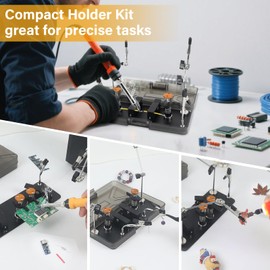 Magnetic Helping Hands Clamp Metal, Adjustable Third Hand Soldering Holder Stand For Small Electronics, Hobby DIY, Craft, PCB Repair, Precise Work, Exclusive Dual-Head Ultra-Grip (Yellowblack, long)