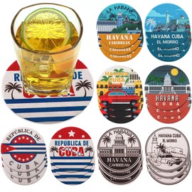 FoldTier Set of 24 Havana Print Drink Coasters Bulk Disposable Paper Bar Coasters 4 Inch Round Cup Coasters for Havana Nights Party Supplies Decorations Housewarming Gifts